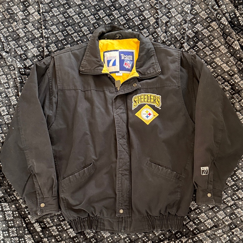 Vintage 80s Logo 7 Steelers Bomber Coat